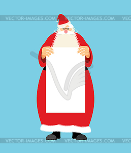 Santa Claus and blank sheet template . Granddad in - vector image