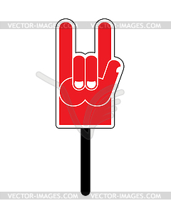 Foam Finger Rock Hand sign. Music fan accessory - vector clip art