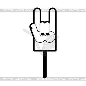 Foam Finger Rock Hand sign. Music fan accessory - vector clipart