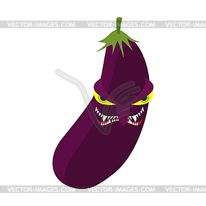 Angry eggplant. Aggressive purple vegetable. - vector clip art