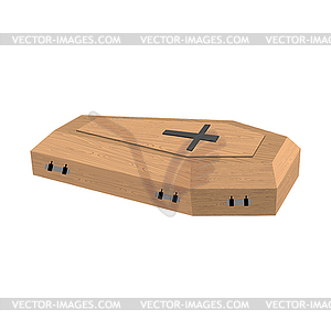 Coffin . Wooden casket. Religion obj - vector clipart