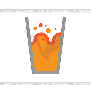 Апельсиновый сок в стакан. Брызги и капли - векторный клипарт EPS