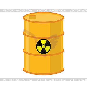 Chemical waste yellow barrel. Toxic refuse keg. - vector clip art