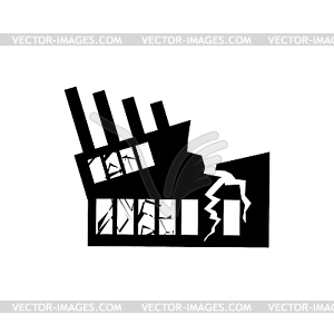 Destroyed building earthquake. Broken house war. - vector clipart