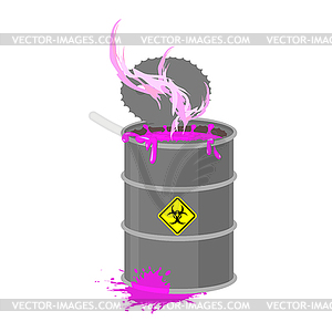 Radioactive waste barrel. Toxic refuse keg. - vector clip art