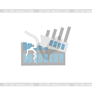 Hurricane demolition building. Broken house war. - vector image