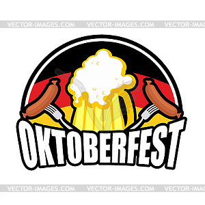 Oktoberfest Sausage and beer logo. Emblem for Germa - vector image