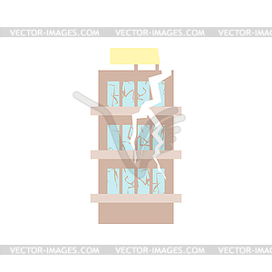 Hurricane demolition building. Broken house war. - royalty-free vector clipart