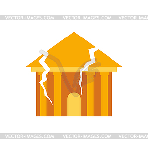 Hurricane demolition building. Broken house war. - vector image