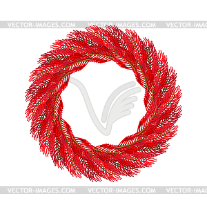 Christmas wreath red . Fir branch circlet. - vector clip art