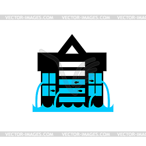 Flood Building. Flooding house. many of water - vector image