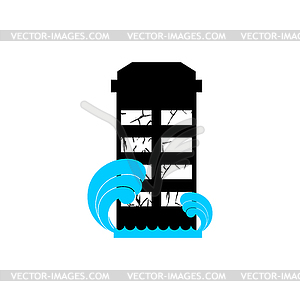 Flood Building. Flooding house. many of water - vector image