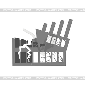 War Broken building. Cracks and splinters of - vector clipart