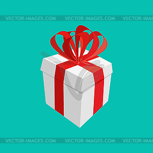 White gift with red bow . present box - vector clipart