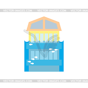 Flooding Building. many of water architecture. - vector clipart