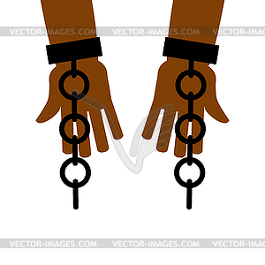 Emancipation of slavery. break free. Chains on slav - vector clip art