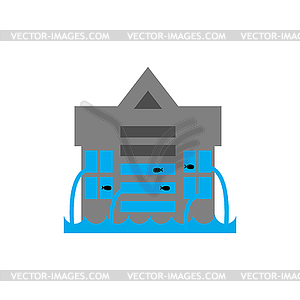 Строительство Цунами. Наводнение дом. много воды - векторный эскиз
