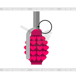 Grenade love . Heart bomb. Military ammunition amour - vector EPS clipart