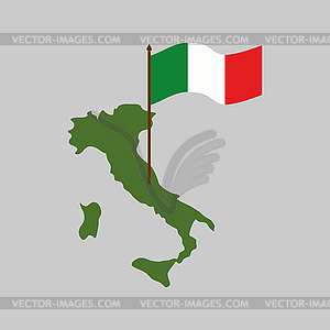 Italy map and flag. Geography Italian state - vector image