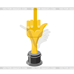 Gold fuck. Golden statuette fuck. Golden hand shape - vector image