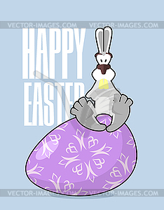 Happy Easter. Rabbit and Easter egg. Traditional - vector clipart