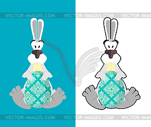 Easter egg and Easter Bunny. Bunny and egg. Funny - royalty-free vector image