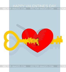 Valentines day. Key to heart. Large complex key - vector clipart