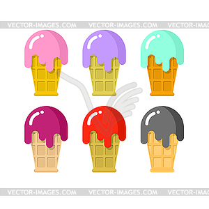 Ice cream set. Cold dairy delicacy in waffle Cup. - vector clip art