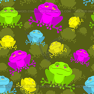 Frog seamless pattern. Poisonous frog in bog. - vector image