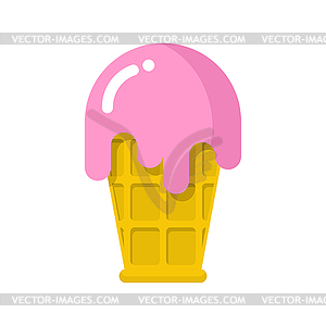 Vanilla ice-cream in waffle Cup. Cold Sweets made o - stock vector clipart