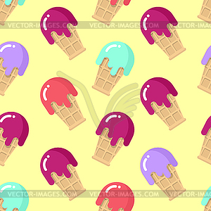 Peppermint ice cream seamless pattern. Strawberry - vector clip art