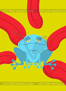 Narcotic frog. Acid Blue Frog. Narcotic reptile. - vector clipart