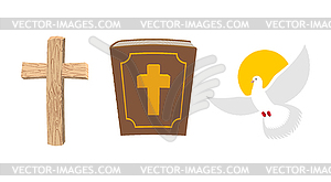 Holy Bible, wooden cross and White Dove Christian - royalty-free vector image