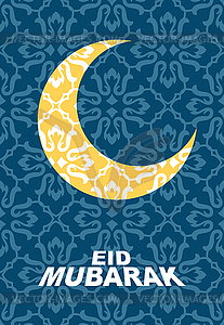 Muslim community festival Eid Mubarak with hanging - vector image
