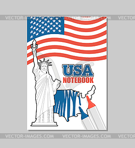 USA notebook. American Covers for coloring - vector clipart