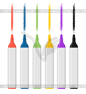 Set of colored felt-tip pens. Marker trace - vector image