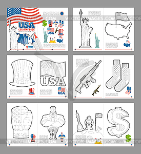 USA coloring book. Patriotic book for coloring. - vector clipart