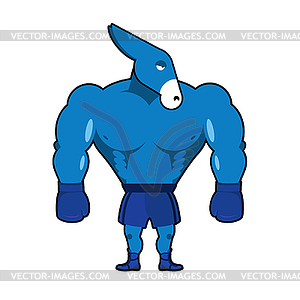 Democrat Donkey boxer. Strong Blue Animal boxing - royalty-free vector clipart