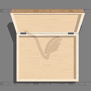 Empty open wooden box top view. Case of boards. - vector image