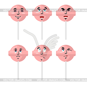 Emotions lollipop. Set expressions avatar candy. - vector image