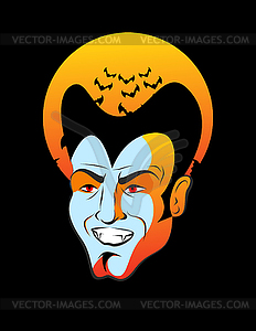 Count Dracula and moon. Vampire bats. head of - vector clip art