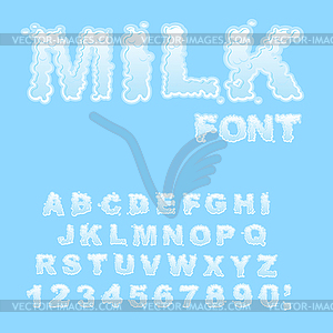 Milk Alphabet. white liquid letters. Fluid lettring - vector image