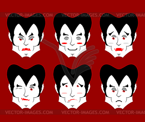 Dracula Emotions. Set expressions vampire avatar. - vector image