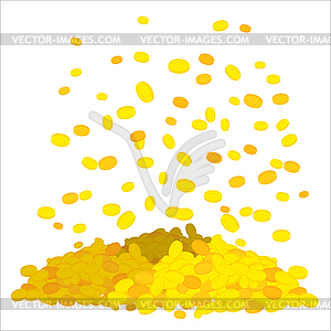 Golden rain. Falling gold coins. heap of money. Cas - color vector clipart