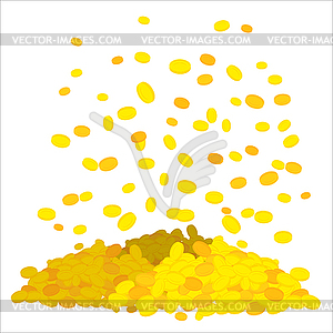 Золотой дождь. Падение золотых монет. куча денег. Cas - цветной векторный клипарт