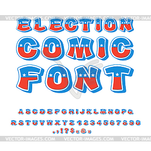 Election comic font. Political debate in America - vector image