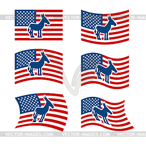 Donkey Flag. Democrat National flag of - vector clip art