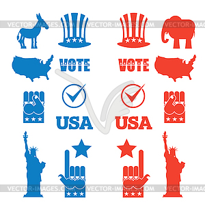 American Elections icon set. Republican elephant an - vector clip art