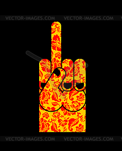 Russian fuck provocative emblem. Hand shows bully - vector clip art