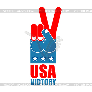 Finger victory USA. America win hand. Symbol of - vector clipart